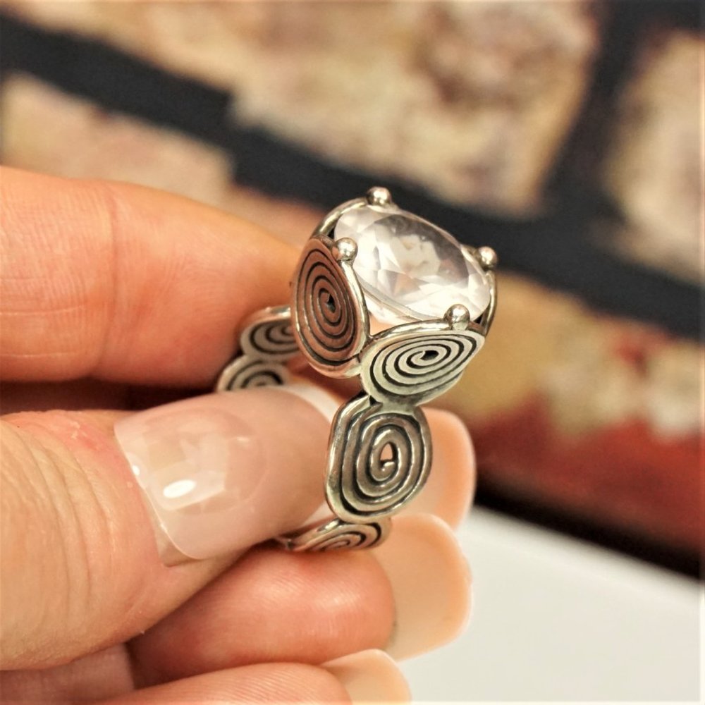 ISRAEL BIG CZ STERLING RING SIZE 8.25 HANDMADE RARE - Picture 5 of 16